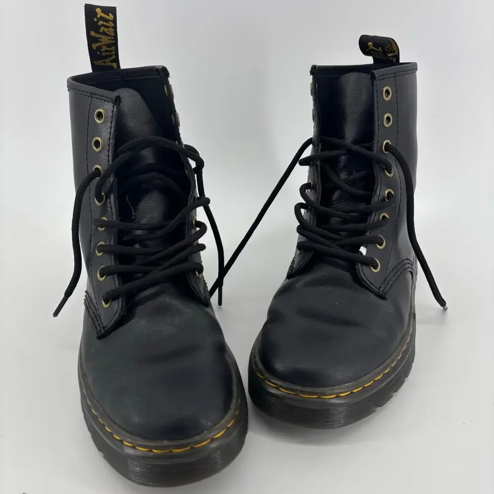 Doc Martens Zavala Black Leather Platform Combat Boots M7 W8 Goth Grunge